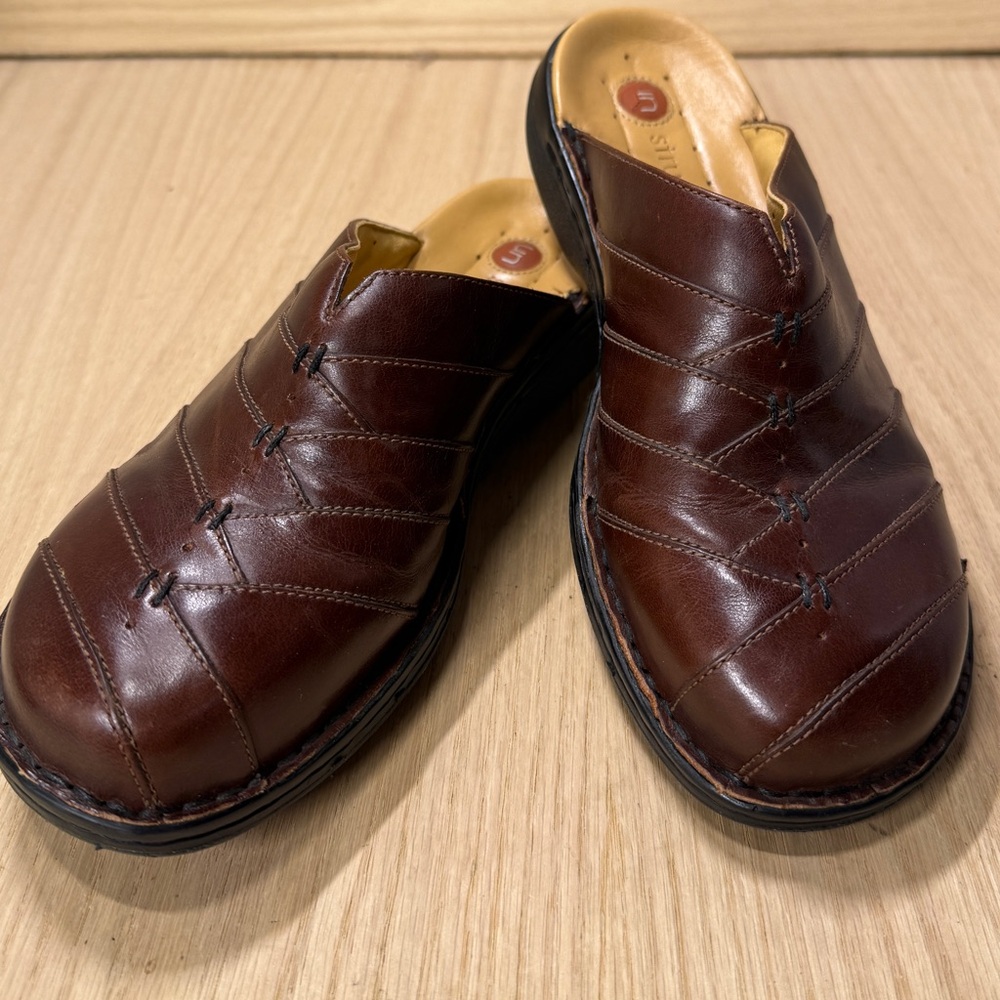 Clarks Unstructured Un Thyme Clogs Brown Leather Size 7.5